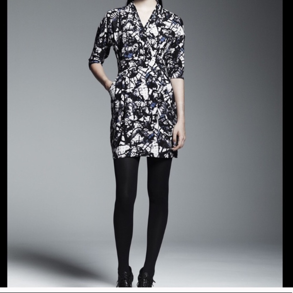 Catherine Malandrino faux wrap tie dye ink dress